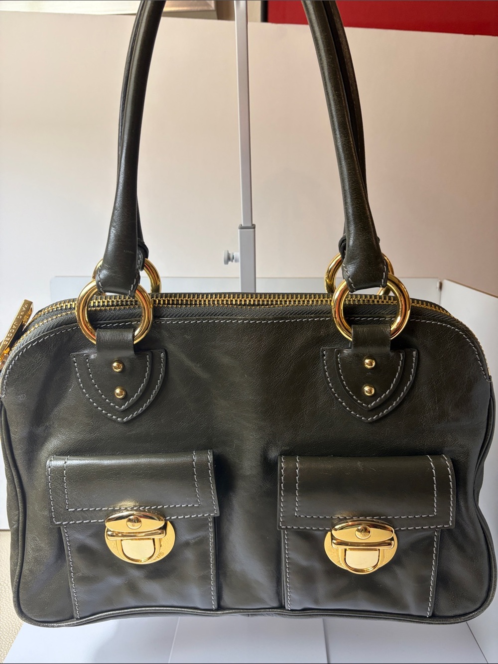 Vintage Marc Jacobs Blake Leather Shoulder Bag with Gold Hardware
